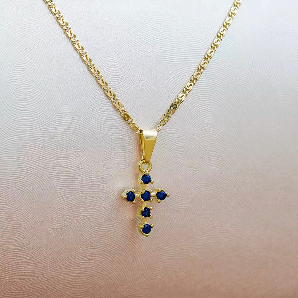 Dij. Cruz 6 Circonias Azul