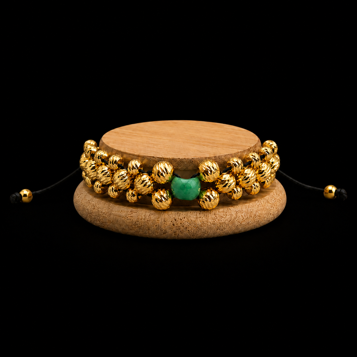 Exclusiva Pulsera Tejida Con Morralla de Esmeralda