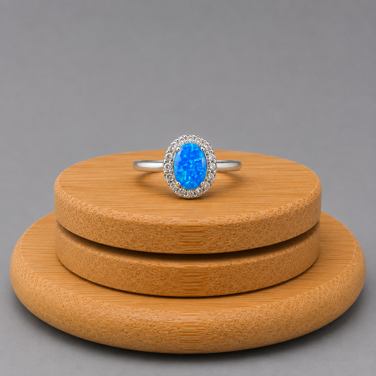 Anillo Mujer Circón Azul