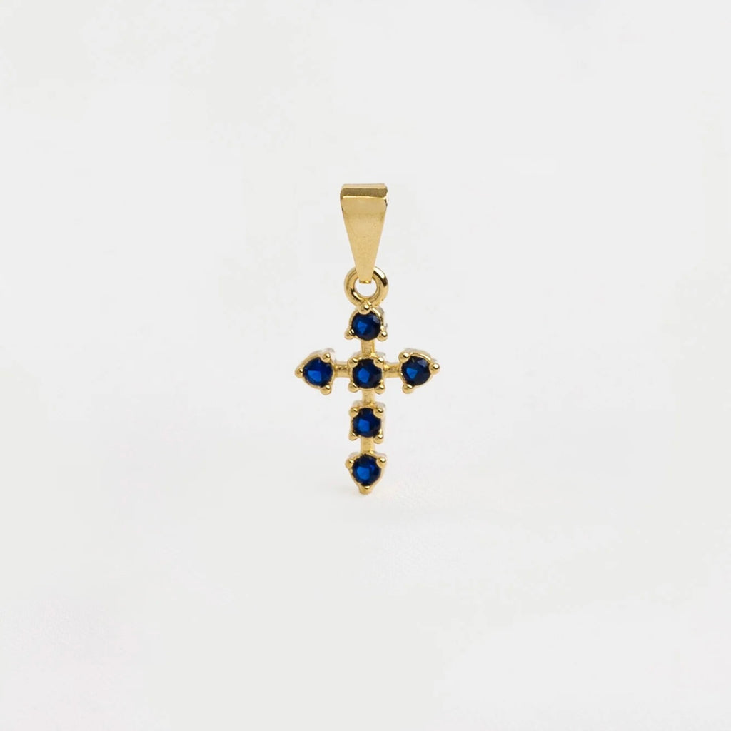 Dij. Cruz 6 Circonias Azul